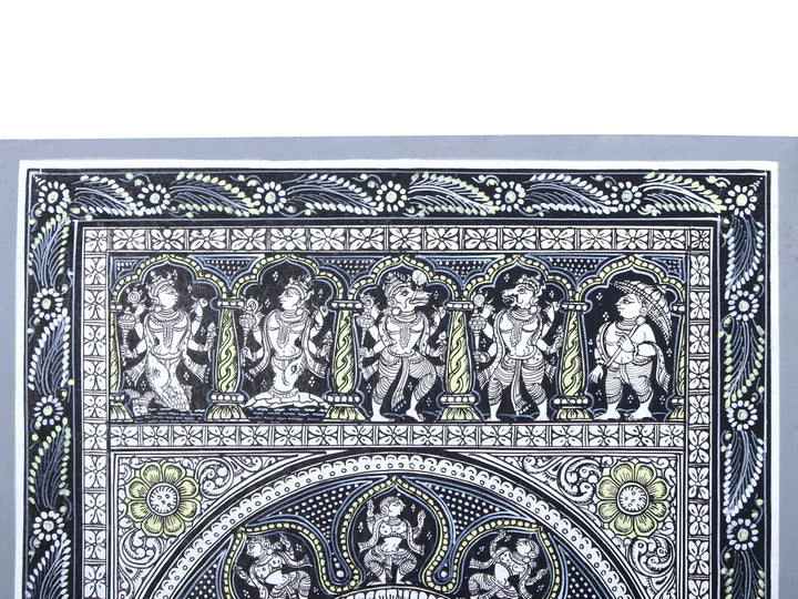 Lord Krishna Gives Moksha to Yamalarjun Pattachitra Painting on Cloth by Rabi Behera · view 3