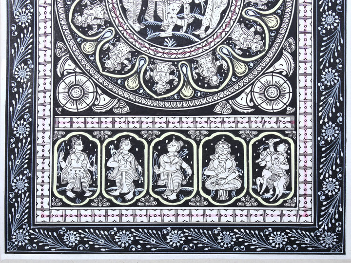 Madan Mohan and Radha with Gopis Pattachitra Painting on Cloth by Rabi Behera · view 4
