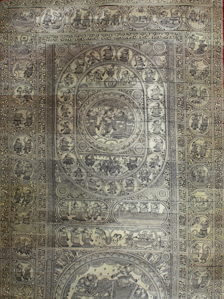 The Story of Lord Krishna (Krishna Leela) Pattachitra Painting on Cloth by Rabi Behera · view 2