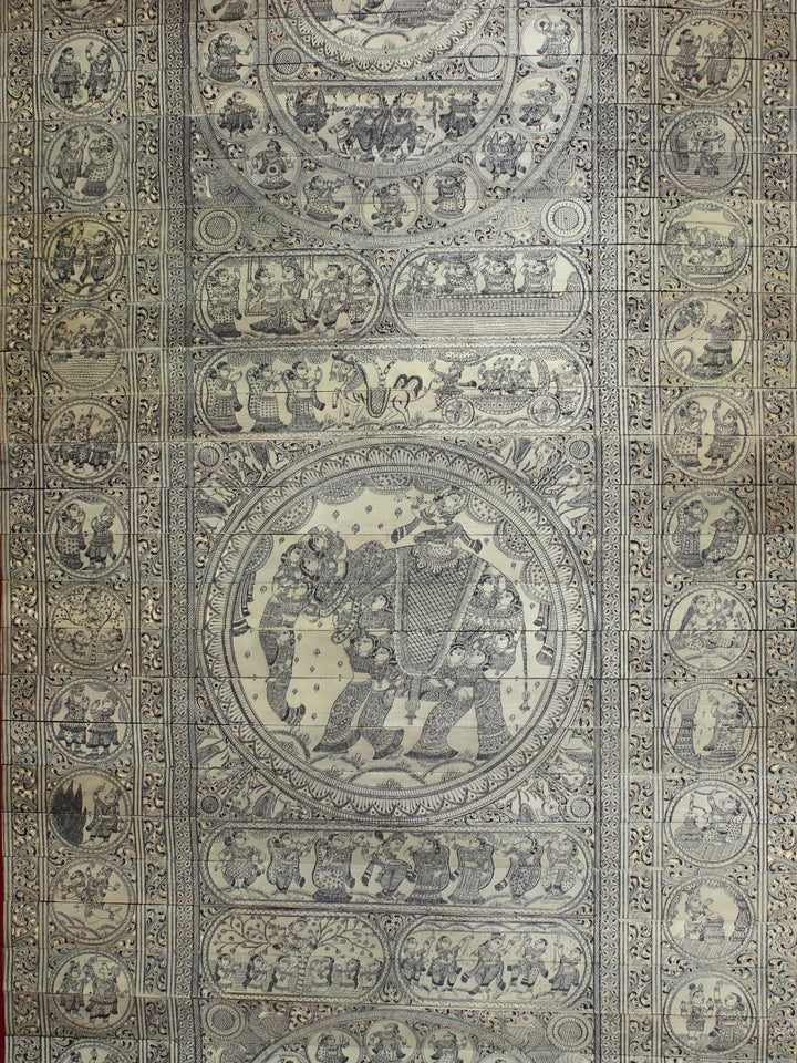 The Story of Lord Krishna (Krishna Leela) Pattachitra Painting on Cloth by Rabi Behera · view 3
