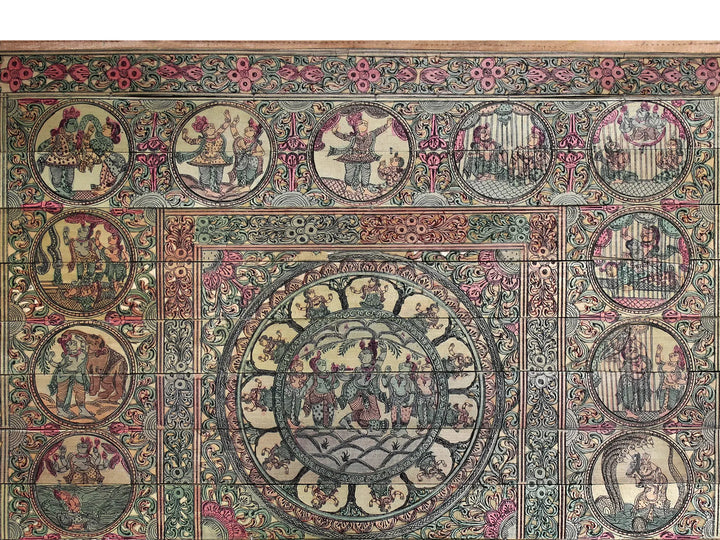 Episodes of Krishna's Life Story (Krishna Leela) Pattachitra Painting on Cloth by Rabi Behera · view 3