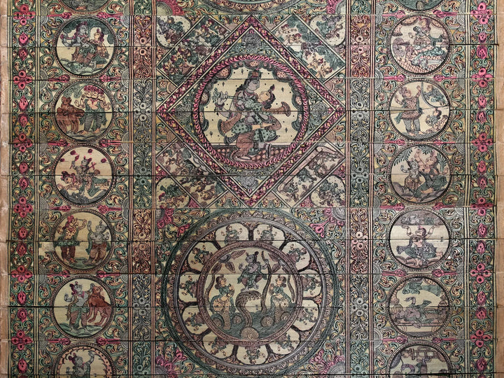Episodes of Krishna's Life Story (Krishna Leela) Pattachitra Painting on Cloth by Rabi Behera · view 4