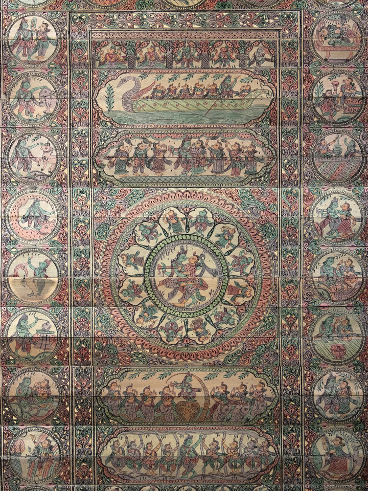 Shri Krishna's Life Story (Krishna Leela) Pattachitra Painting on Cloth by Rabi Behera · view 2