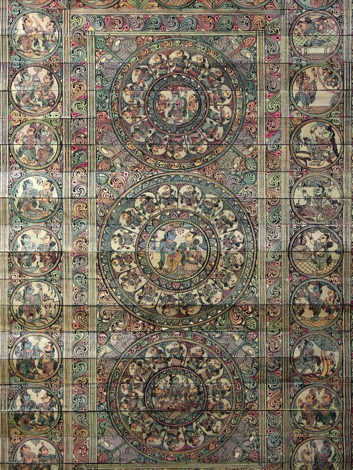 Episodes of Shri Krishna's Life Story (Krishna Leela) Pattachitra Painting on Cloth by Rabi Behera · view 2