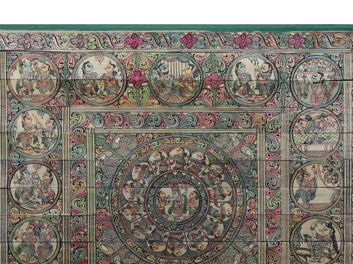 Episodes of Shri Krishna's Life Story (Krishna Leela) Pattachitra Painting on Cloth by Rabi Behera · view 3