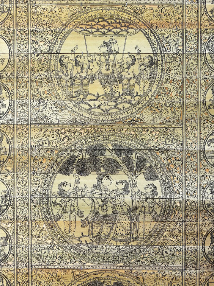 Murli Manohar with Radharani (Shri Krishna Leela) Pattachitra Painting on Cloth by Rabi Behera · view 2