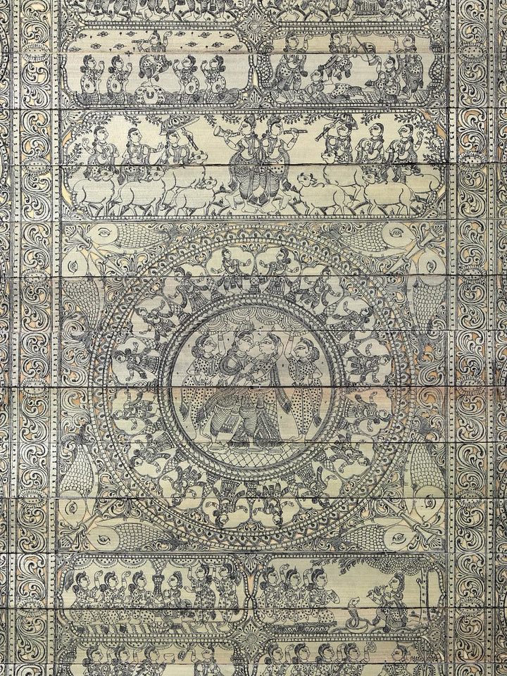 The Story of Lord Krishna (Krishna Leela) Pattachitra Painting on Cloth by Rabi Behera · view 2