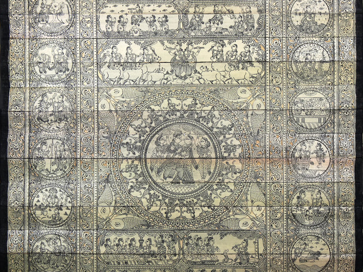 The Story of Lord Krishna (Krishna Leela) Pattachitra Painting on Cloth by Rabi Behera · view 4