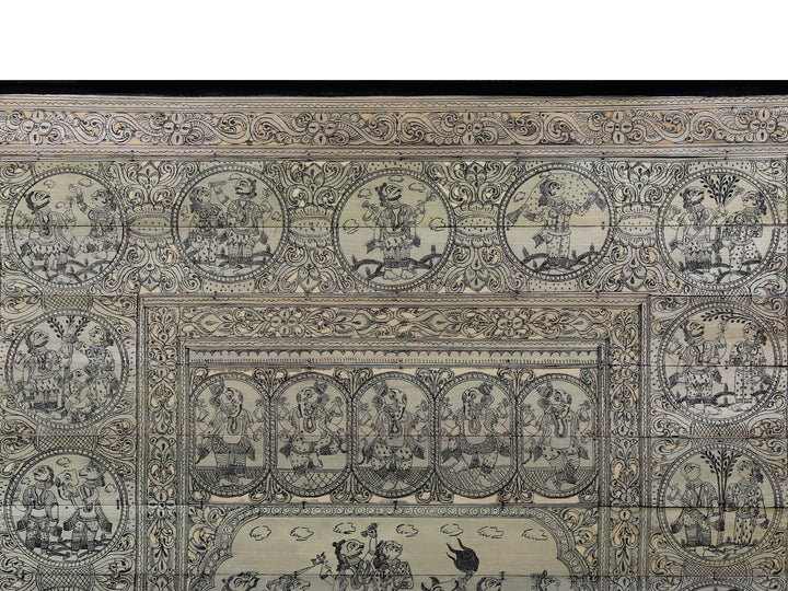 Episodes of Lord Ganesha's Life Story Pattachitra Painting on Cloth by Rabi Behera · view 3