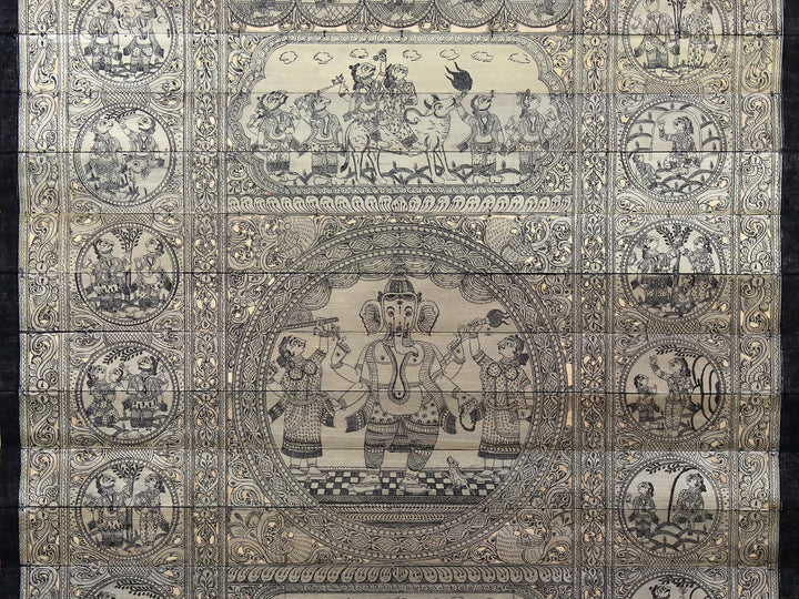 Episodes of Lord Ganesha's Life Story Pattachitra Painting on Cloth by Rabi Behera · view 4