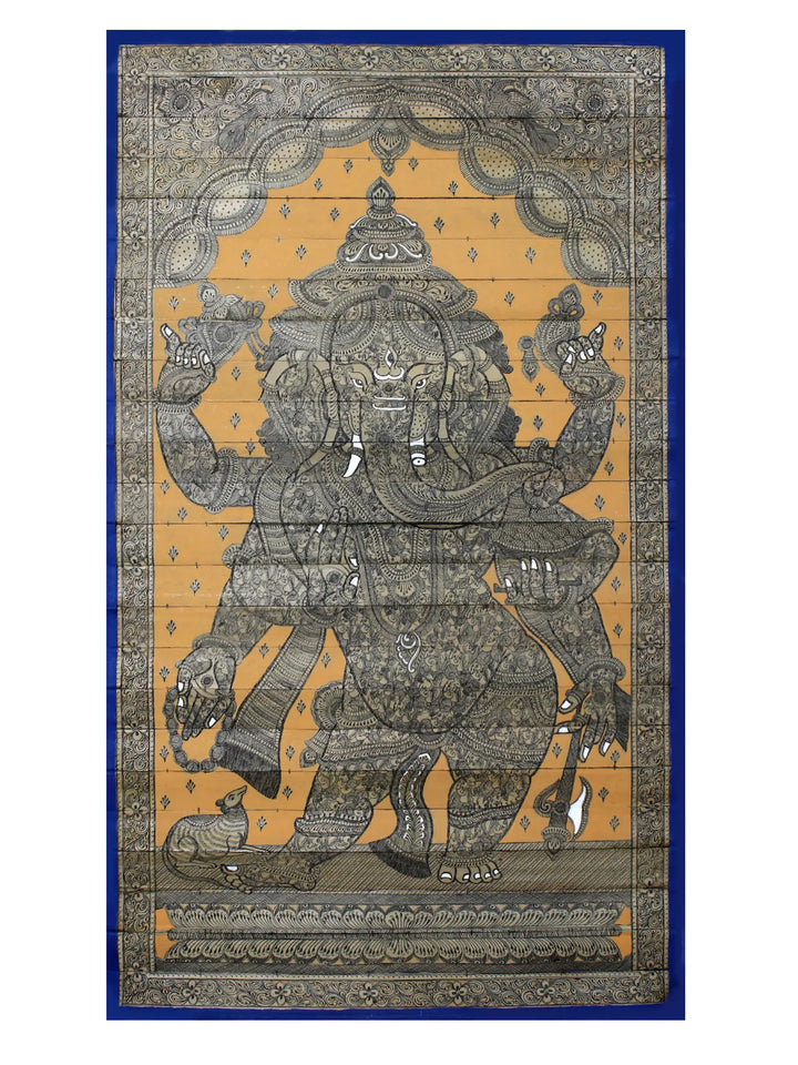 Six Hands Lord Ganesha - Made of Small Ganeshas Pattachitra Painting on Cloth by Rabi Behera · view 1