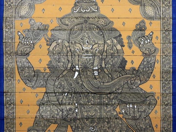 Six Hands Lord Ganesha - Made of Small Ganeshas Pattachitra Painting on Cloth by Rabi Behera · view 4
