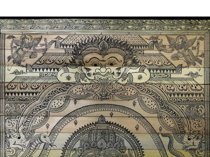 Ten Armed Mahaganapti with Serpent Vasuki Stretched Over His Head (From the Ganesha Purana) Pattachitra Painting on Cloth by Rabi Behera · view 3