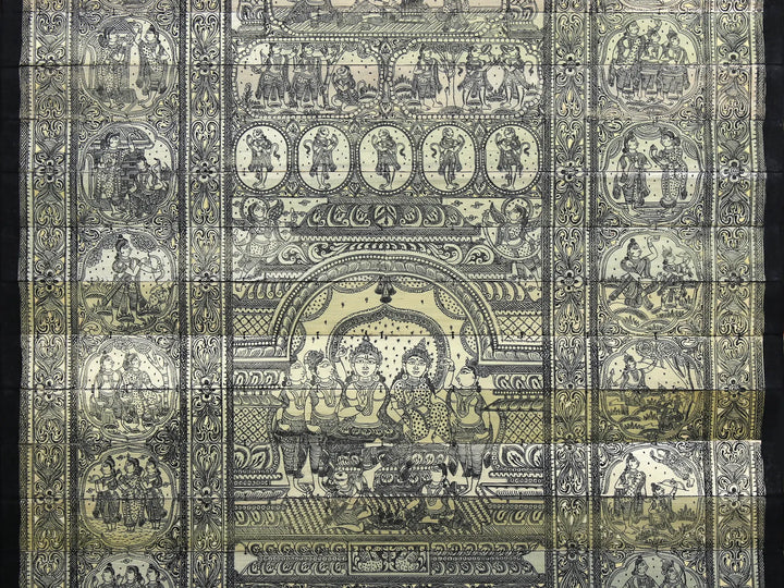 Shri Ram Darbar at Center with Ramayan (The Story of Lord Ram) Pattachitra Painting on Cloth by Rabi Behera · view 4