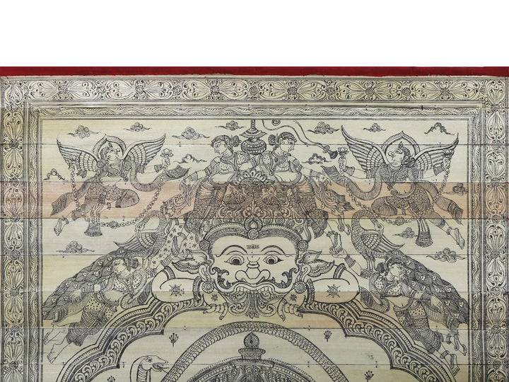 Ten Hands Standing Lord Ganesha Pattachitra Painting on Cloth by Rabi Behera · view 3