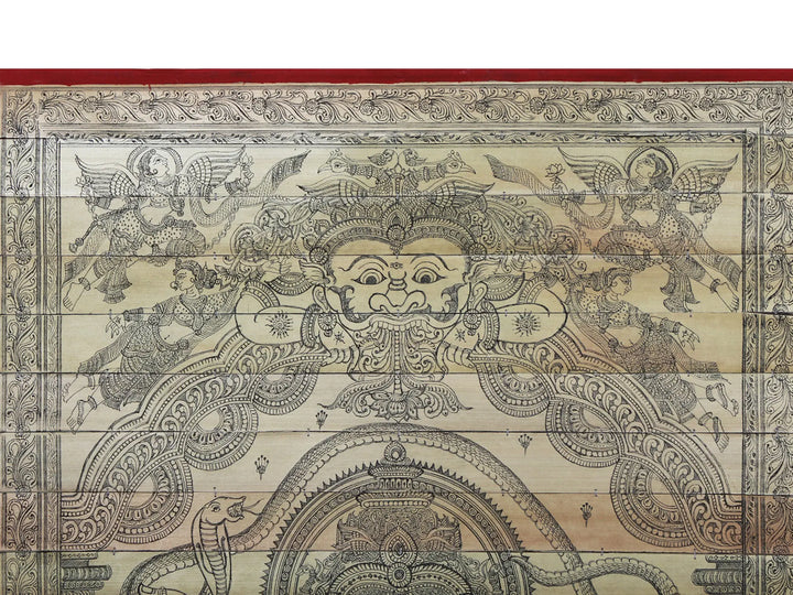 Ten Armed Mahaganapati with Serpent Vaasuki Stretched Over His Head Pattachitra Painting on Cloth by Rabi Behera · view 3