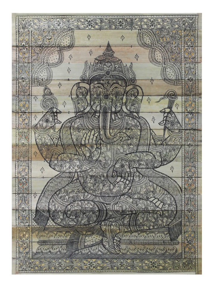 Ganesha Palm Leaf Pattachitra Painting on Palm Leaf · view 1