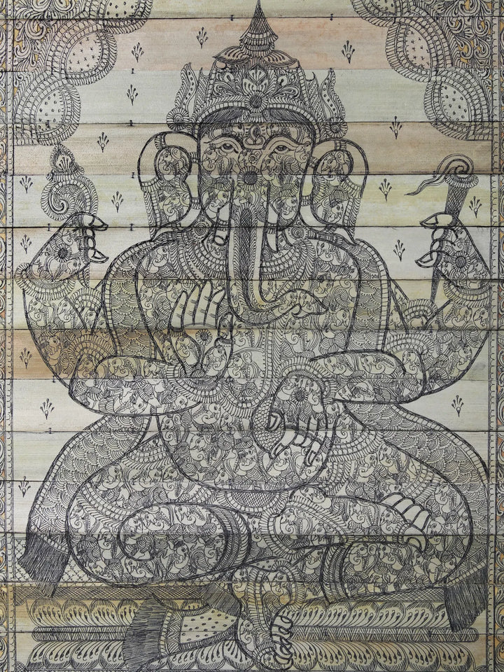Ganesha Palm Leaf Pattachitra Painting on Palm Leaf · view 2