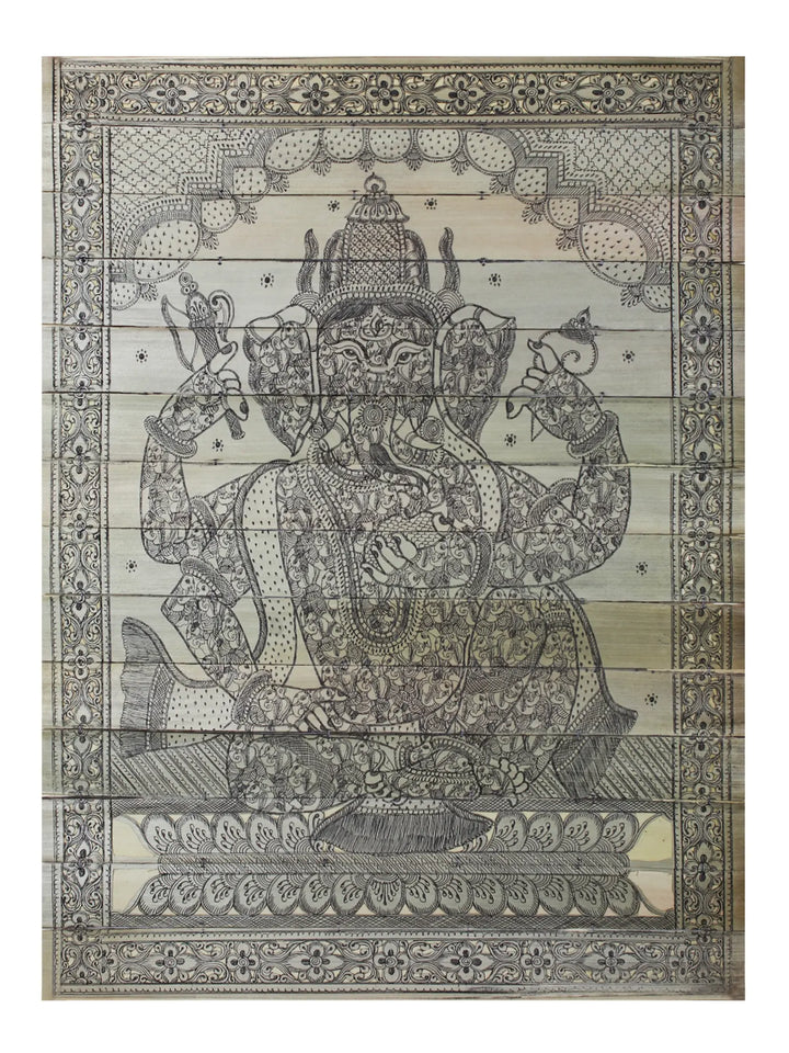 Ganesha Palm Leaf Pattachitra Painting on Palm Leaf · view 1