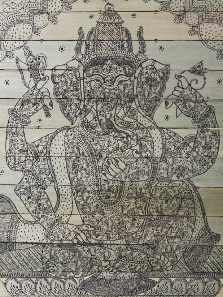 Ganesha Palm Leaf Pattachitra Painting on Palm Leaf · view 2