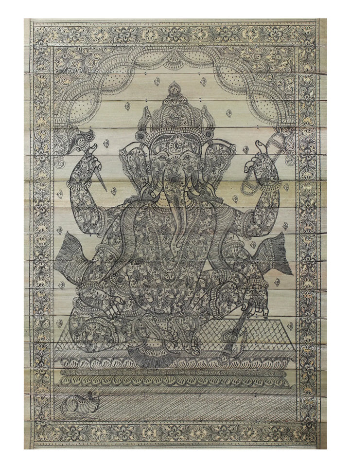 Ganesha Palm Leaf Pattachitra Painting on Palm Leaf · view 1