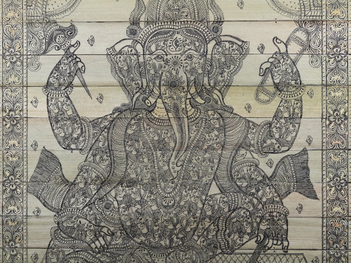 Ganesha Palm Leaf Pattachitra Painting on Palm Leaf · view 4