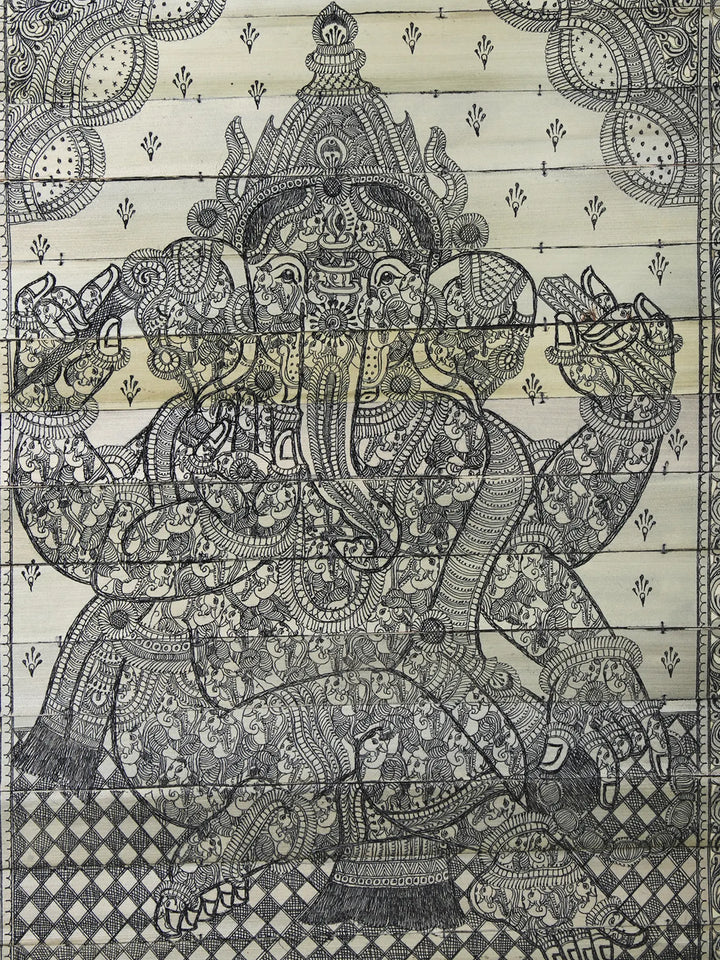Ganesha Palm Leaf Pattachitra Painting on Palm Leaf · view 2
