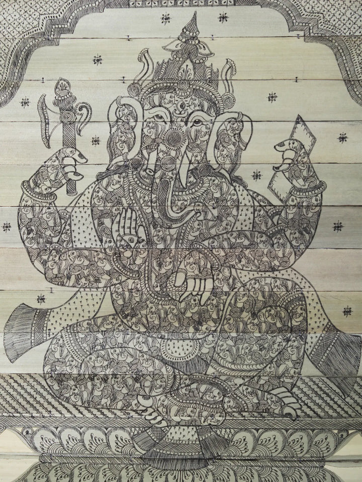 Ganesha Palm Leaf Pattachitra Painting on Palm Leaf · view 2