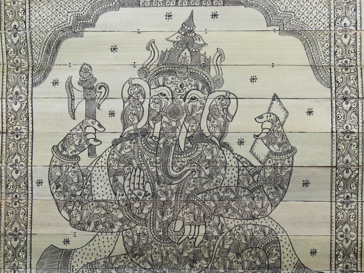 Ganesha Palm Leaf Pattachitra Painting on Palm Leaf · view 4