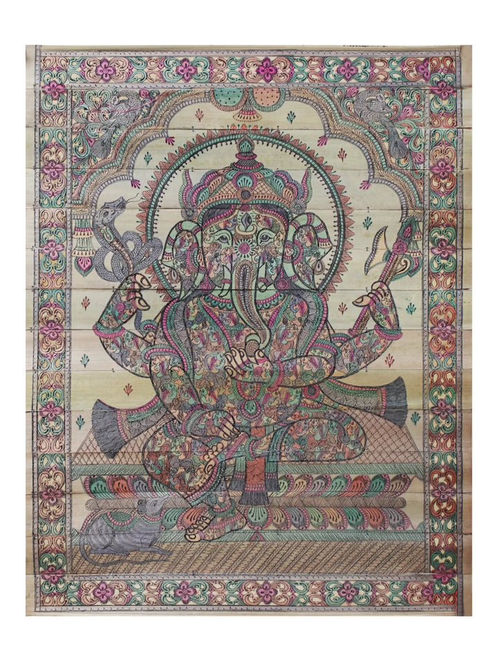 Ganesha Palm Leaf Pattachitra Painting on Palm Leaf · view 1