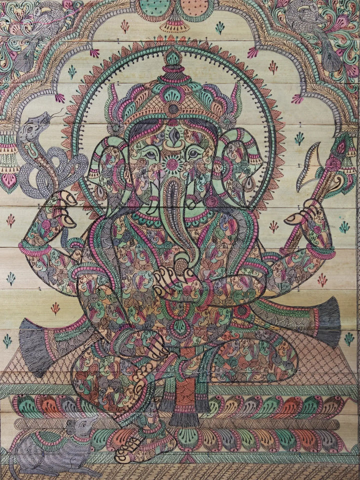 Ganesha Palm Leaf Pattachitra Painting on Palm Leaf · view 2