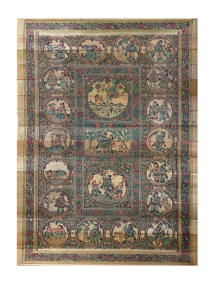 Episodes of Shri Krishna Leela (Lord Krishna's Life Story) Pattachitra Painting on Cloth · view 1