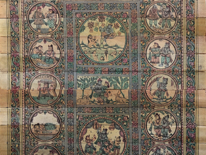 Episodes of Shri Krishna Leela (Lord Krishna's Life Story) Pattachitra Painting on Cloth · view 4