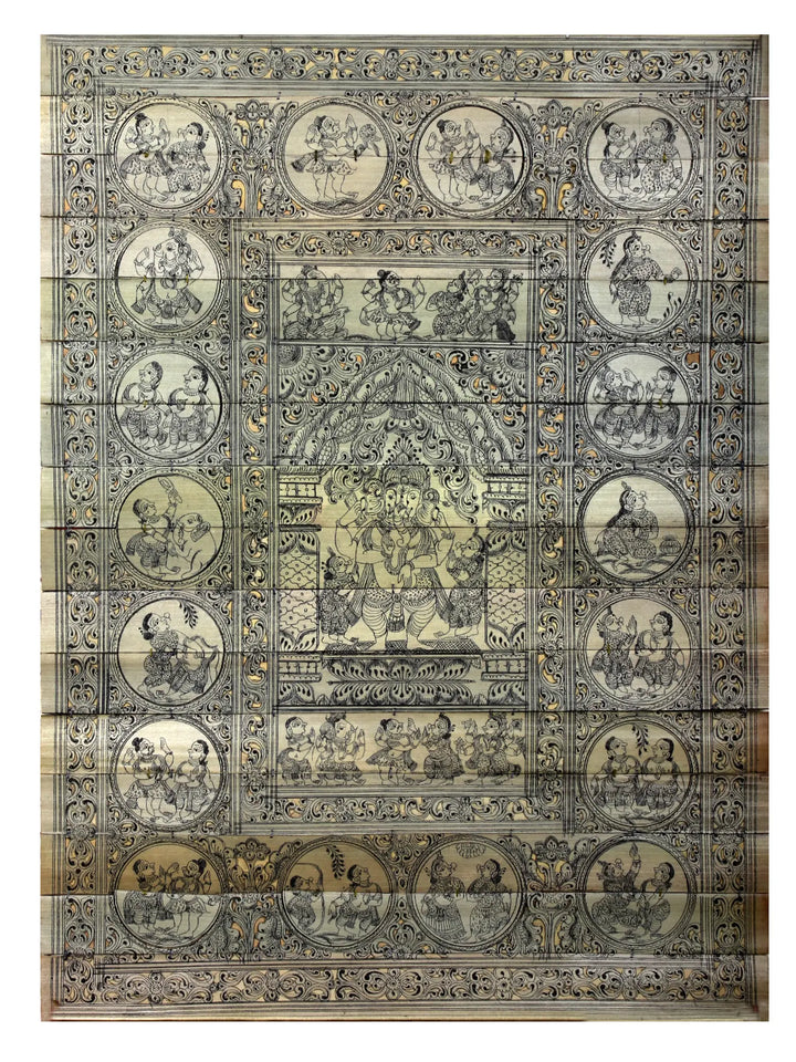 Episodes of Lord Ganesha's Story Pattachitra Painting on Cloth by Rabi Behera · view 1