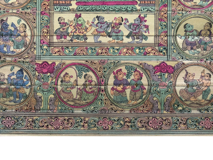 Four Hands Gajanana at Center with His Life Story Pattachitra Painting on Cloth by Rabi Behera · view 4
