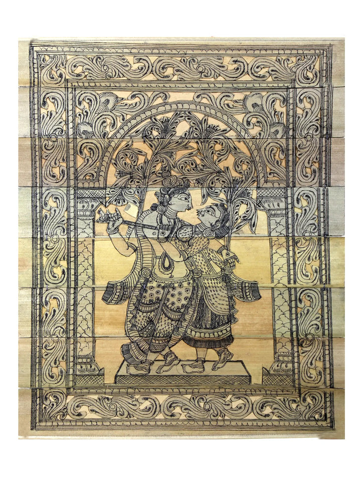 Radha-Krishna Tala Patra Chitra from Odisha Pattachitra Painting on Cloth by Rabi Behera · view 1