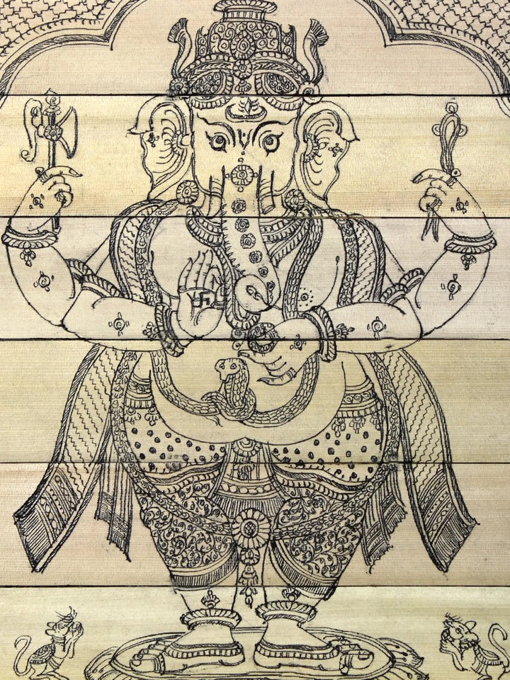 Standing Four Hands Lord Ganesha Pattachitra Painting on Cloth by Rabi Behera · view 2