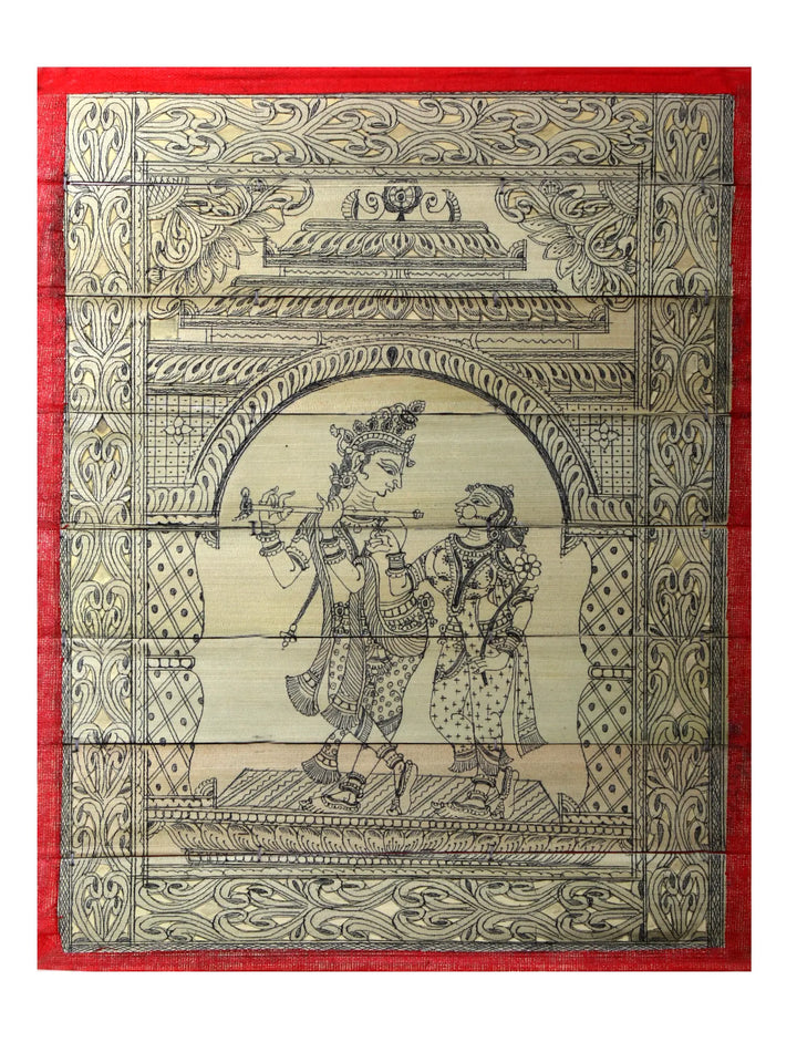 Standing Radha Krishna Pattachitra Painting on Cloth by Rabi Behera · view 1