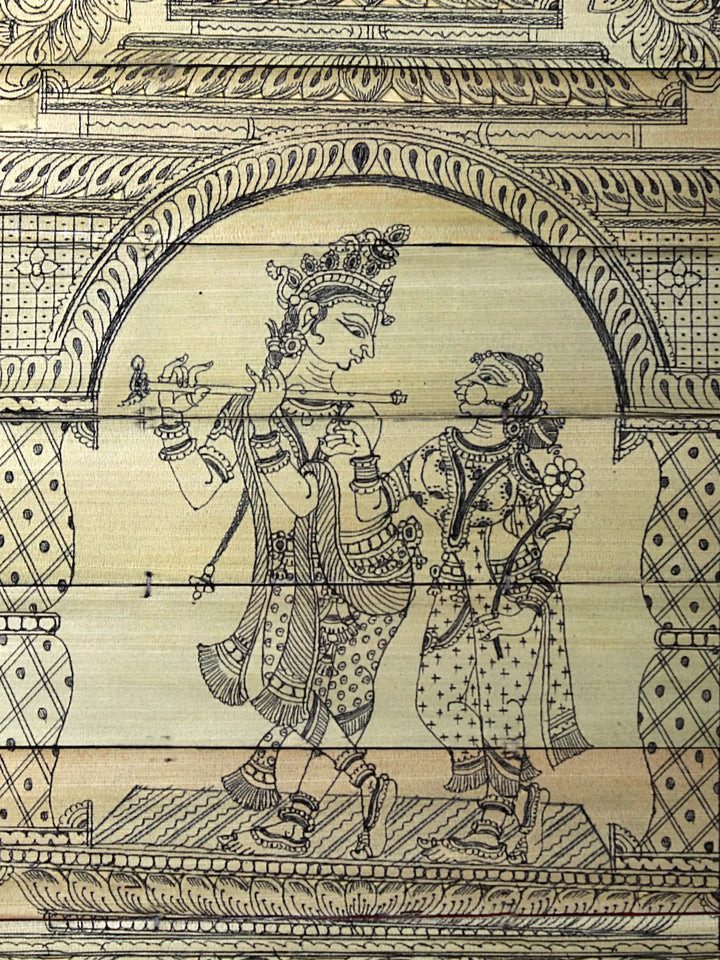 Standing Radha Krishna Pattachitra Painting on Cloth by Rabi Behera · view 2