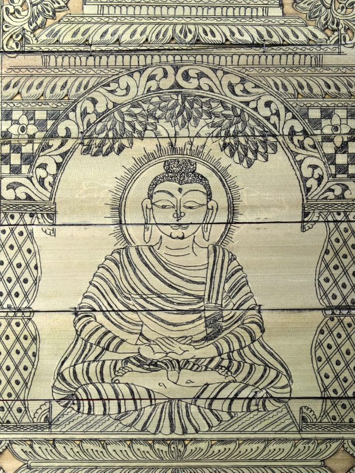 Gautam Buddha Patta from Odisha Pattachitra Painting on Cloth by Rabi Behera · view 2