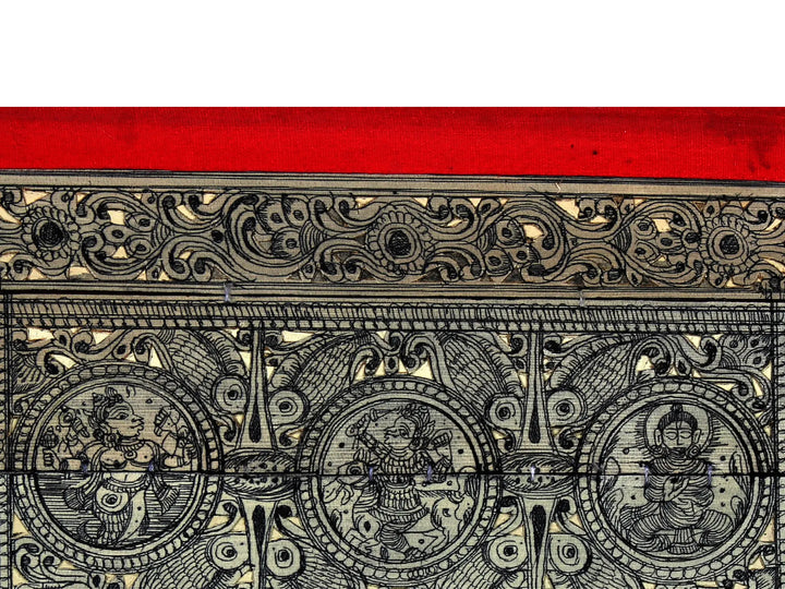 Lord Ganesha with Ten Incarnations of Lord Vishnu Pattachitra Painting on Cloth · view 3