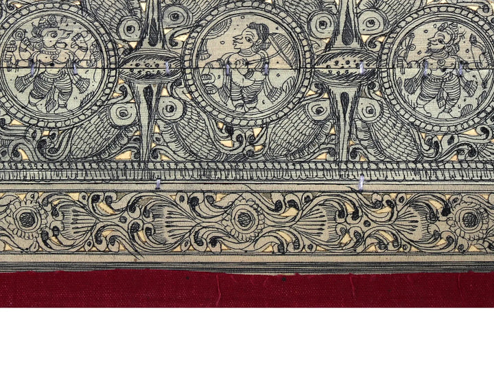Episodes of Krishna Leela at Center with Ten Incarnations of Lord Vishnu (Dashavatara) Pattachitra Painting on Cloth · view 4