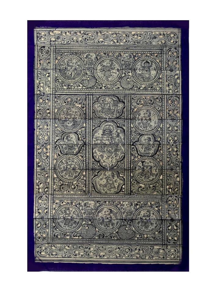 Radha-Krishna at Center with Dashavatara of Lord Vishnu Pattachitra Painting on Cloth · view 1