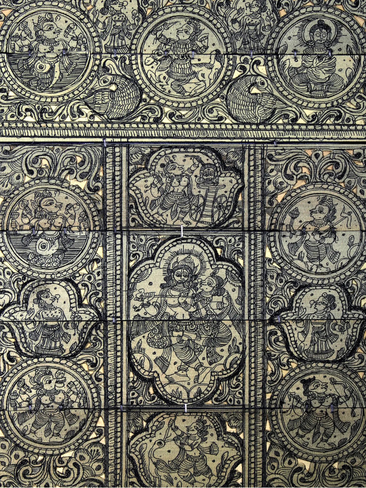 Radha-Krishna at Center with Dashavatara of Lord Vishnu Pattachitra Painting on Cloth · view 2