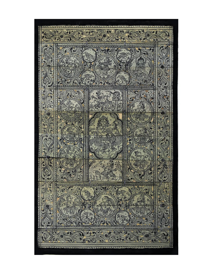 Radha-Krishna and Demons Killed Pattachitra Painting on Cloth by Lord Krishna · view 1