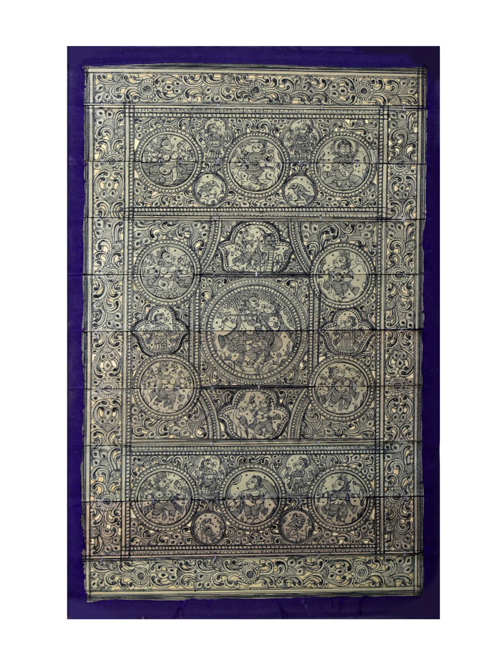 Radha-Krishna at Center with Dashavatara of Lord Vishnu Pattachitra Painting on Cloth · view 1