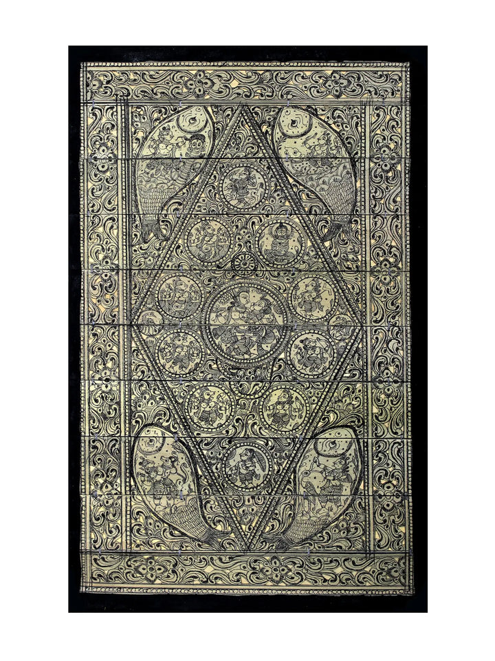 Radha-Krishna and Demons Killed Pattachitra Painting on Cloth by Lord Krishna · view 1
