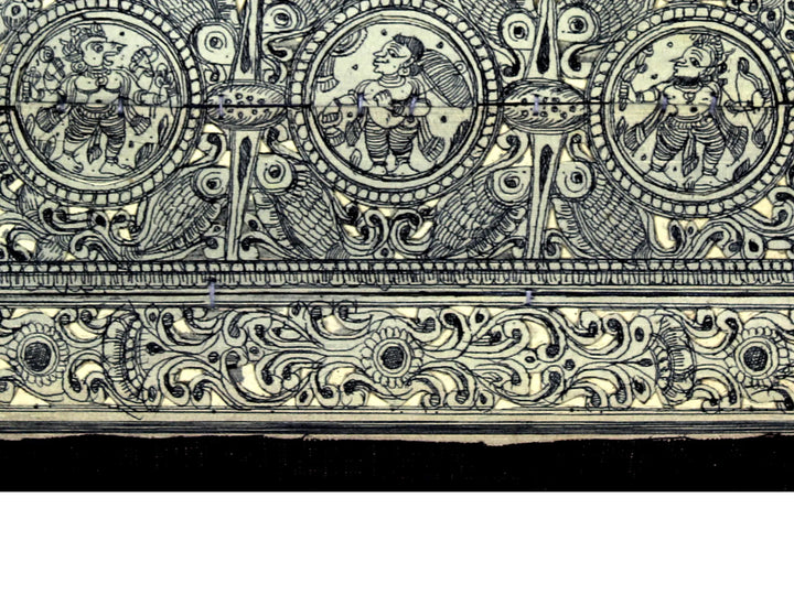 Episodes of Krishna Leela at Center with Ten Incarnations of Lord Vishnu Pattachitra Painting on Cloth · view 4