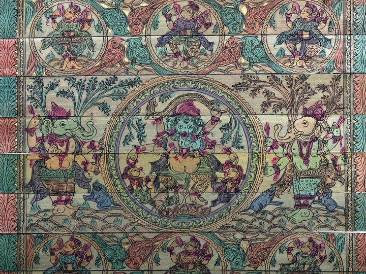 Six Armed Dancing Ganesha Pattachitra Painting on Cloth · view 2