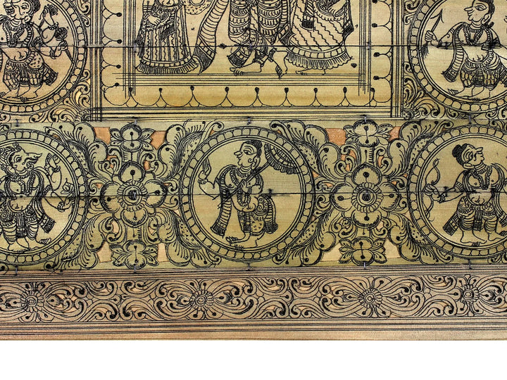 Lord Krishna with Rukmini and Satyabhama Pattachitra Painting on Cloth · view 4